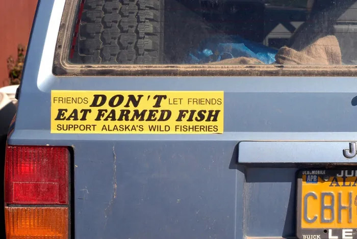 Framed Print : Bumper sticker for Friends Don t Let Friends Eat Farmed Fish Hoonah Alaska United States Framed Print : Bumper sticker for Friends Don t Let Friends Eat Farmed Fish Hoonah Alaska United States