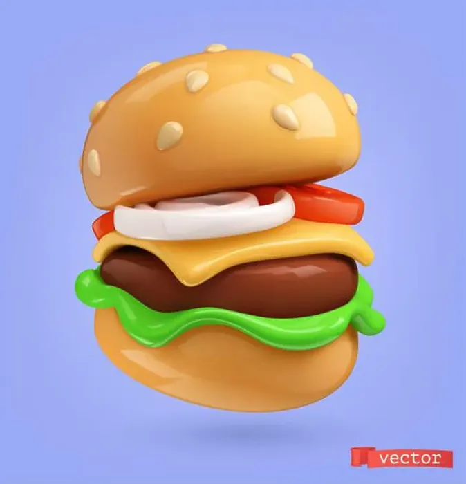 Framed Print : Burger 3d realistic render vector icon
