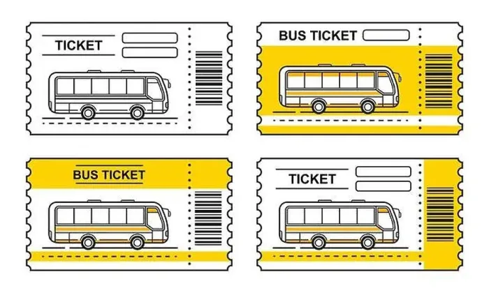Framed Print : Bus travel ticket, autobus public transport pass outline icon set