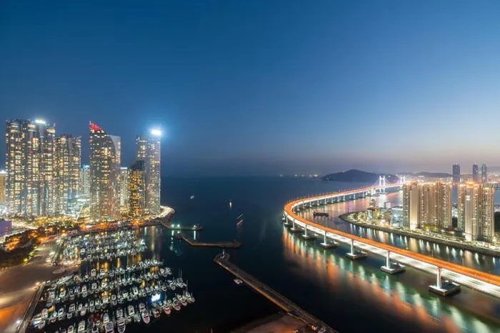 Framed Print : Busan city skyline in Haeundae business district area skyline view from roof top at night in Busan, South Korea. Asian tourism, modern city life, or b Framed Print : Busan city skyline in Haeundae business district area skyline view from roof top at night in Busan, South Korea. Asian tourism, modern city life, or b