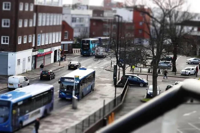 Framed Print : Buses on a busy street Framed Print : Buses on a busy street