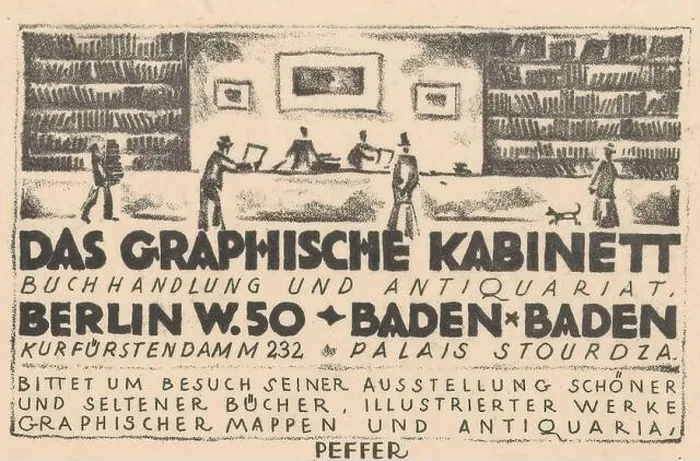 Framed Print : Business card of bookstore and antiquarian bookshop Das Graphische Kabinett of Israel Ber Neumann in Berlin Framed Print : Business card of bookstore and antiquarian bookshop Das Graphische Kabinett of Israel Ber Neumann in Berlin