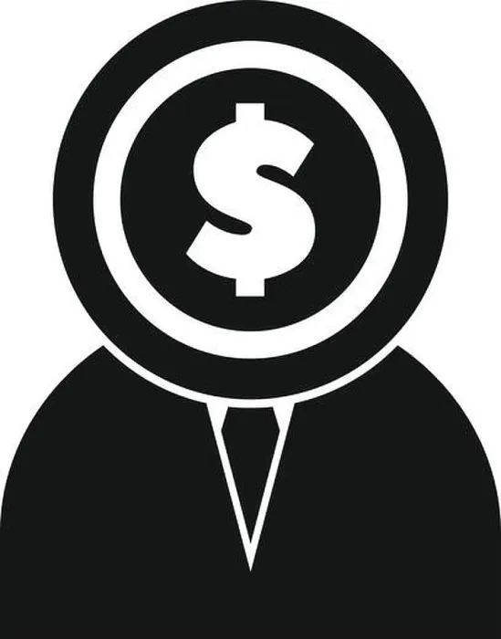 Framed Print : Businessman wearing suit with dollar coin head replacing his real head representing money oriented person Framed Print : Businessman wearing suit with dollar coin head replacing his real head representing money oriented person
