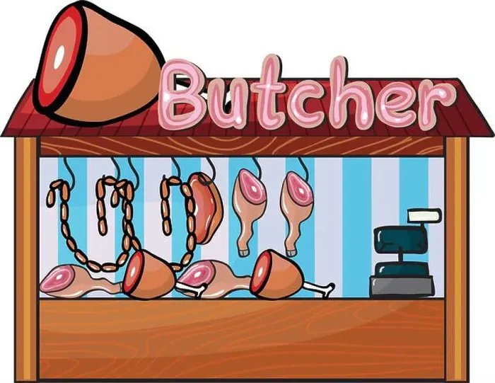 Framed Print : A butcher shop illustration Framed Print : A butcher shop illustration