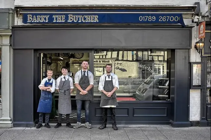 Framed Print : Butchers UK, shop and staff, Stratford upon Avon, England Framed Print : Butchers UK, shop and staff, Stratford upon Avon, England