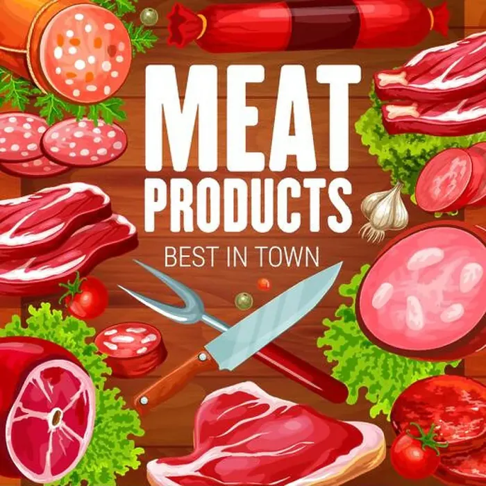 Framed Print : Butchery meat products and butcher shop sausages Framed Print : Butchery meat products and butcher shop sausages