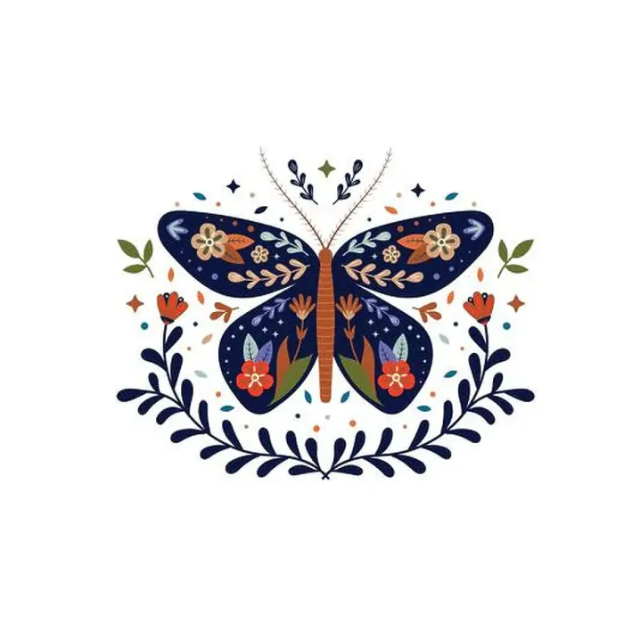 Framed Print : butterfly folk art decoration Framed Print : butterfly folk art decoration