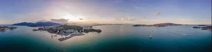 Framed Print : The cable car at Nha Trang beach. Aerial view from drone Framed Print : The cable car at Nha Trang beach. Aerial view from drone