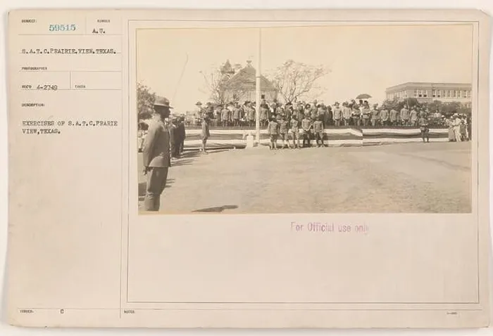 Framed Print : Cadets of the Student Army Training Corps (SATC) in Prairie View, Texas, participate in military exercises Framed Print : Cadets of the Student Army Training Corps (SATC) in Prairie View, Texas, participate in military exercises