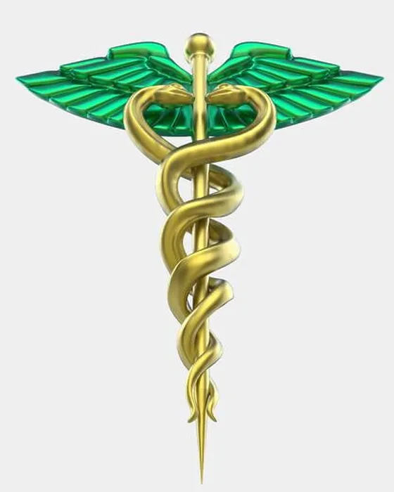 Framed Print : Caduceus. Medicine symbol isolated on background. Ideal for large publications or printing. 3d rendering - illustration