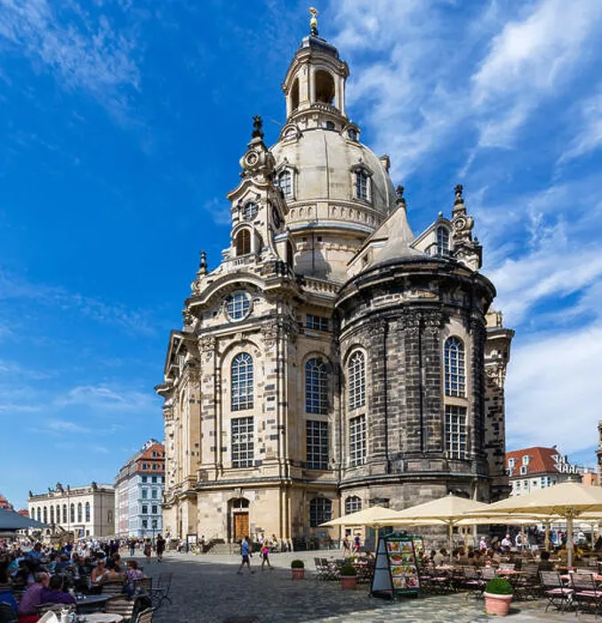 Framed Print : Cafes in front of the Frauenkirche, viewed from Salzgasse, Dresden, Saxony, Germany Framed Print : Cafes in front of the Frauenkirche, viewed from Salzgasse, Dresden, Saxony, Germany