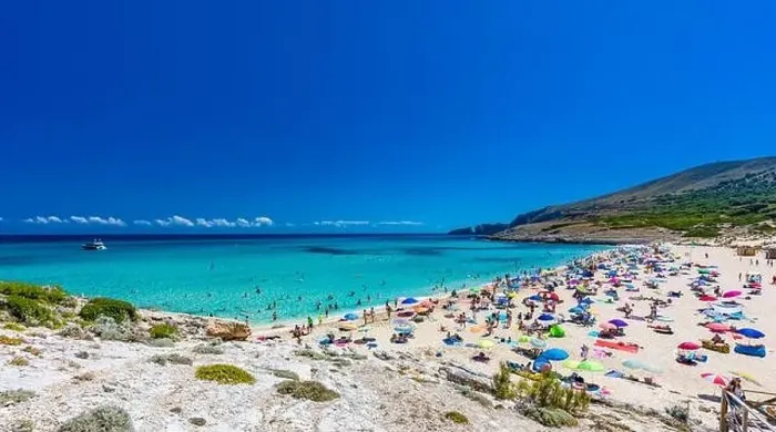Framed Print : CALA MESQUIDA, MALLORCA, SPAIN - 19 July 2020: People enjoying beautiful sandy beach of on Mallorca Framed Print : CALA MESQUIDA, MALLORCA, SPAIN - 19 July 2020: People enjoying beautiful sandy beach of on Mallorca