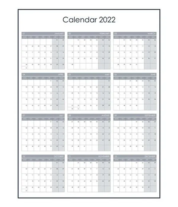 Framed Print : Calendar 2022. Wall planner with free space for notes Framed Print : Calendar 2022. Wall planner with free space for notes