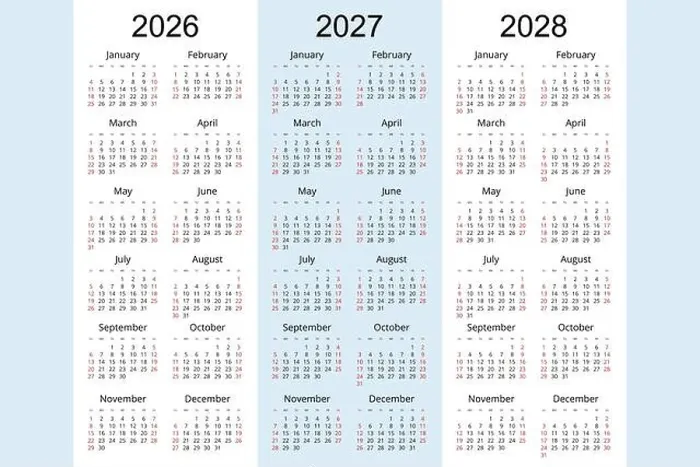 Framed Print : Calendar planner 2026, 2027, 2028, Corporate design planner template. Week Starts on Sunday Framed Print : Calendar planner 2026, 2027, 2028, Corporate design planner template. Week Starts on Sunday