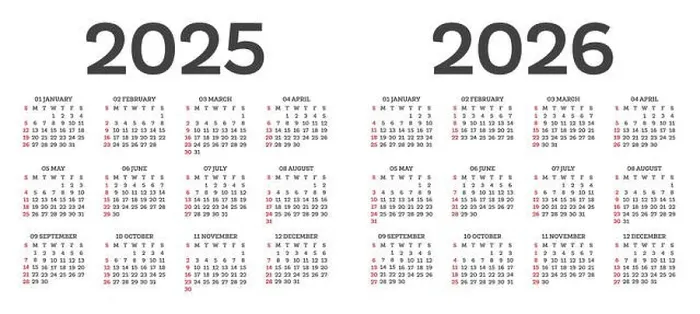 Framed Print : Calendar template 2025 2026 isolated on white background. Week starts from sunday. Vector illustration Framed Print : Calendar template 2025 2026 isolated on white background. Week starts from sunday. Vector illustration