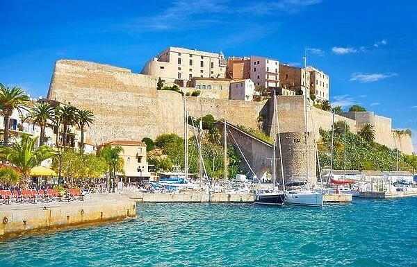 Calvi, view to Citadel and Qaui Landry, Balagne, West Coast, Corsica Island, France