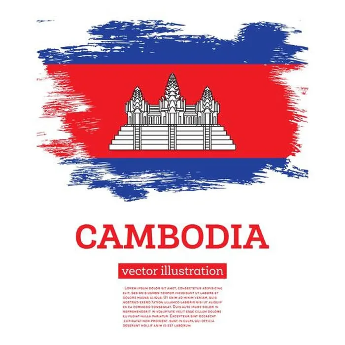 Framed Print : Cambodia Flag with Brush Strokes. Vector Illustration. Independence Day
