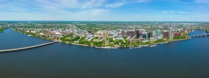 Framed Print : Cambridge modern city skyline panorama including Massachusetts Institute of Technology MIT aerial view from Charles Framed Print : Cambridge modern city skyline panorama including Massachusetts Institute of Technology MIT aerial view from Charles