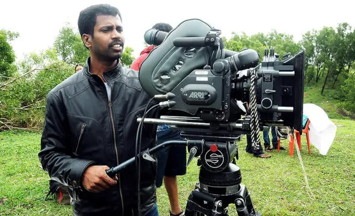 Framed Print : Cameraman at work, film shooting spot