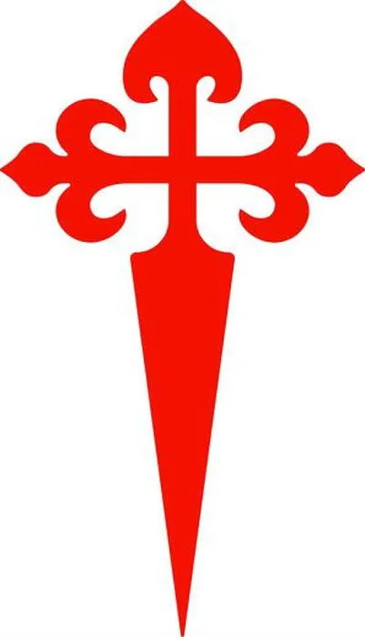 Framed Print : Camino de Santiago Red Cross Symbol icon. Cross of Saint James. Vector illustration