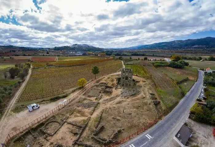 Framed Print : Camper Van on Centum Cellas mysterious ancient tower drone aerial view in Belmonte, Portugal Framed Print : Camper Van on Centum Cellas mysterious ancient tower drone aerial view in Belmonte, Portugal