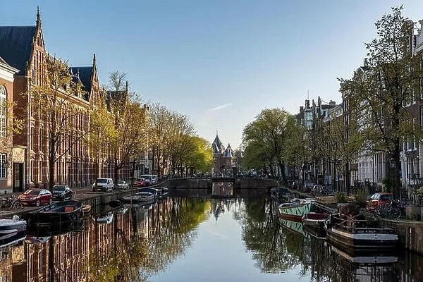 Canals of Amsterdam at morning. Amsterdam is the capital and most populous city of the Netherlands