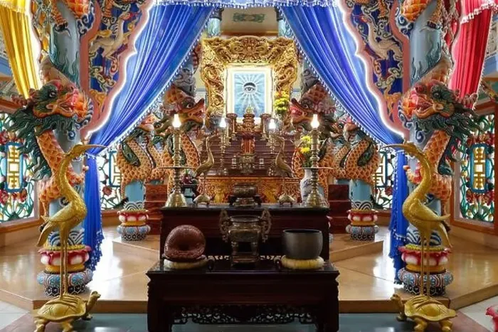 Framed Print : Cao Dai temple. Main altar. Hue. Vietnam Framed Print : Cao Dai temple. Main altar. Hue. Vietnam