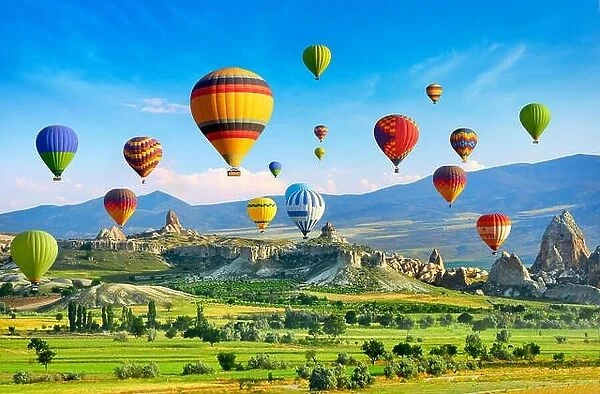 Cappadocia - balloon flying on the sky, Turkey