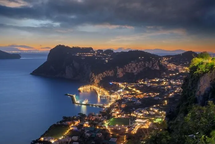 Framed Print : Capri, Italy aerial view with Marina Grande at dusk Framed Print : Capri, Italy aerial view with Marina Grande at dusk