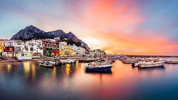 Capri, Italy at Marina Grande at twilight