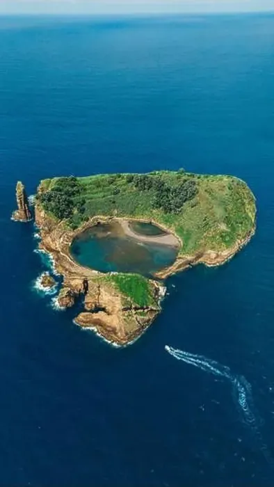 Framed Print : Captivating aerial image of a unique island formation in the Azores Framed Print : Captivating aerial image of a unique island formation in the Azores
