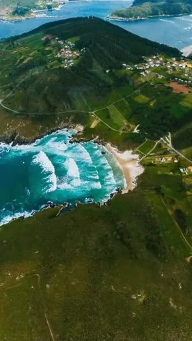 Framed Print : Captivating drone shot showcasing the rugged coastline of Galicia