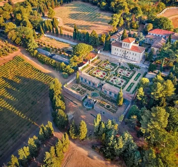 Framed Print : Captivating summer view from flying drone of Villa Caprile Framed Print : Captivating summer view from flying drone of Villa Caprile