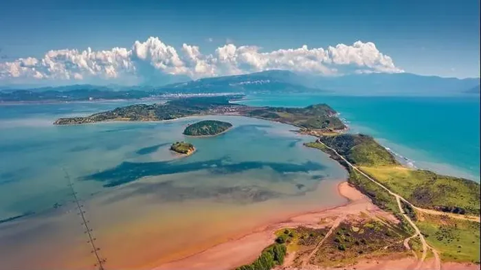 Framed Print : Captivating summer view from flying drone of Zvernec Beach Framed Print : Captivating summer view from flying drone of Zvernec Beach