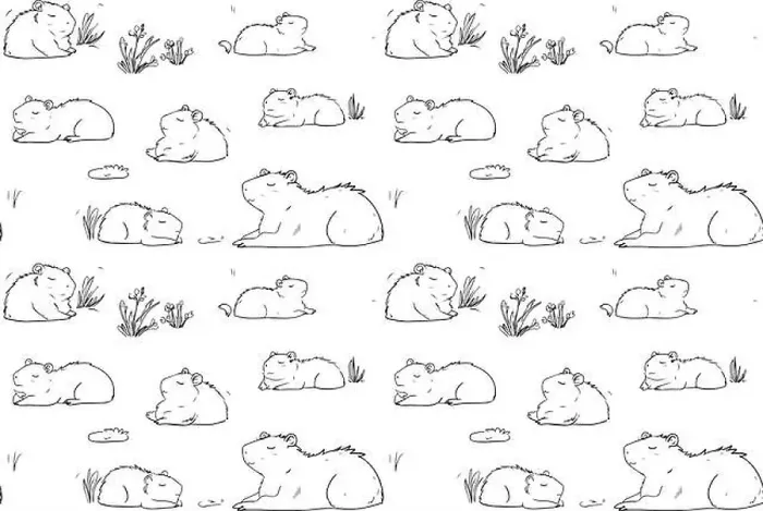 Framed Print : Capybara coloring page seamless pattern Framed Print : Capybara coloring page seamless pattern