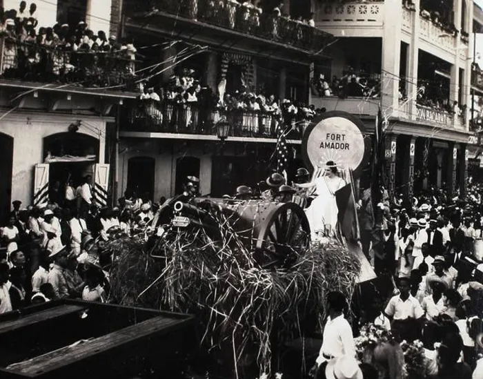 Framed Print : A Carnival float makes its way down the main street in Panama City, Panama ca. 1936 Framed Print : A Carnival float makes its way down the main street in Panama City, Panama ca. 1936