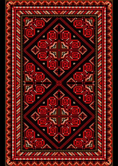 Framed Print : Carpet in the old style with red and burgundy shades Framed Print : Carpet in the old style with red and burgundy shades