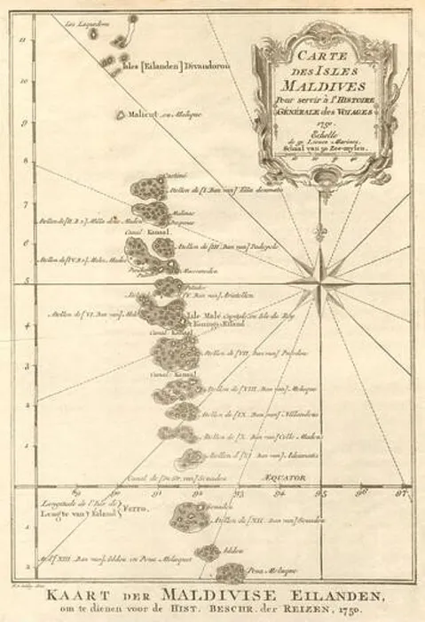 Framed Print : Carte des Isles Maldives'. BELLIN / SCHLEY 1753 old antique map plan chart Framed Print : Carte des Isles Maldives'. BELLIN / SCHLEY 1753 old antique map plan chart