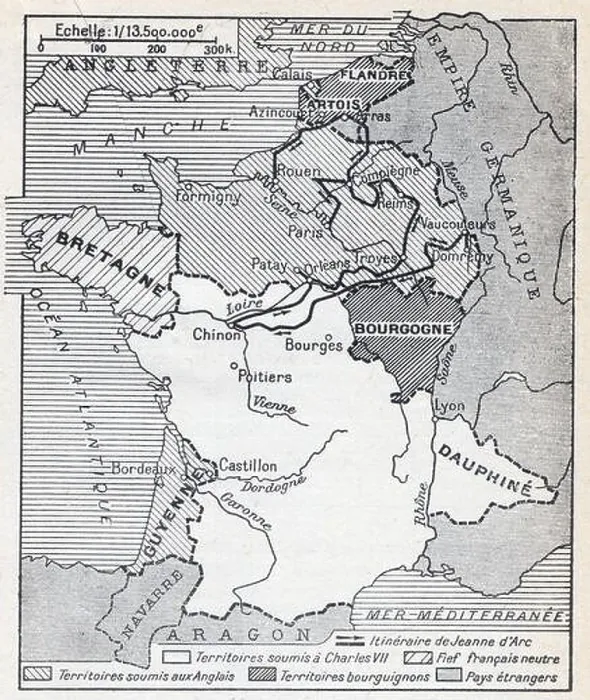 Framed Print : Carte de la France en 1428 Framed Print : Carte de la France en 1428