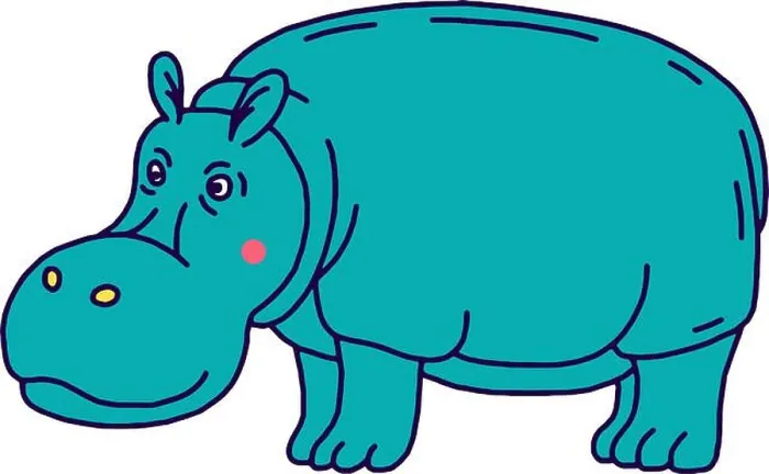 Framed Print : Cartoon animal, cute hippo on green backgrounds Framed Print : Cartoon animal, cute hippo on green backgrounds