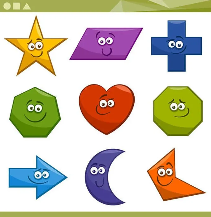 Framed Print : Cartoon Basic Geometric Shapes Framed Print : Cartoon Basic Geometric Shapes