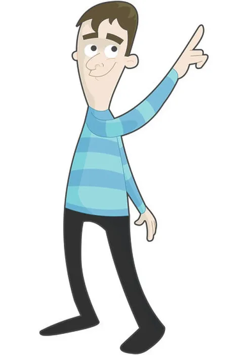 Framed Print : A cartoon boy pointing out Framed Print : A cartoon boy pointing out