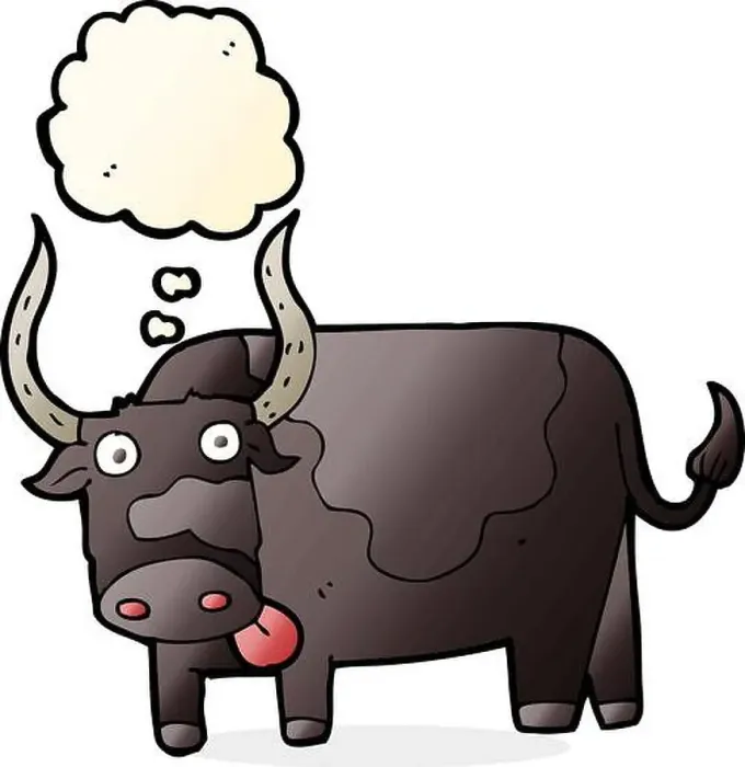 Framed Print : cartoon bull with thought bubble Framed Print : cartoon bull with thought bubble