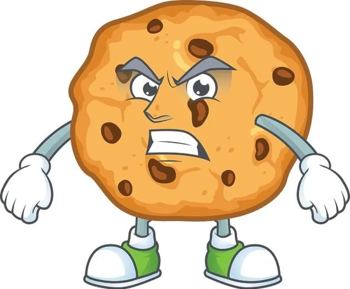 Framed Print : cartoon character of chocolate chips cookies with angry face Framed Print : cartoon character of chocolate chips cookies with angry face
