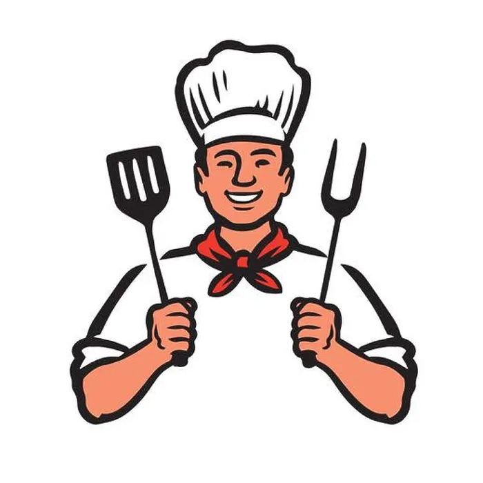 Framed Print : Cartoon Chef cook grilling steak, cooking fresh food. Barbecue vector illustration Framed Print : Cartoon Chef cook grilling steak, cooking fresh food. Barbecue vector illustration