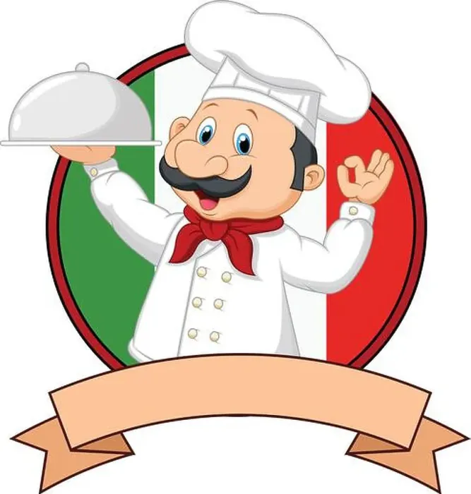 Framed Print : Cartoon funny Italian Chef cartoon holding platter with ok sign Framed Print : Cartoon funny Italian Chef cartoon holding platter with ok sign