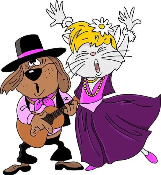 Framed Print : Cartoon gypsy animals singing and dancing vector illustration Framed Print : Cartoon gypsy animals singing and dancing vector illustration