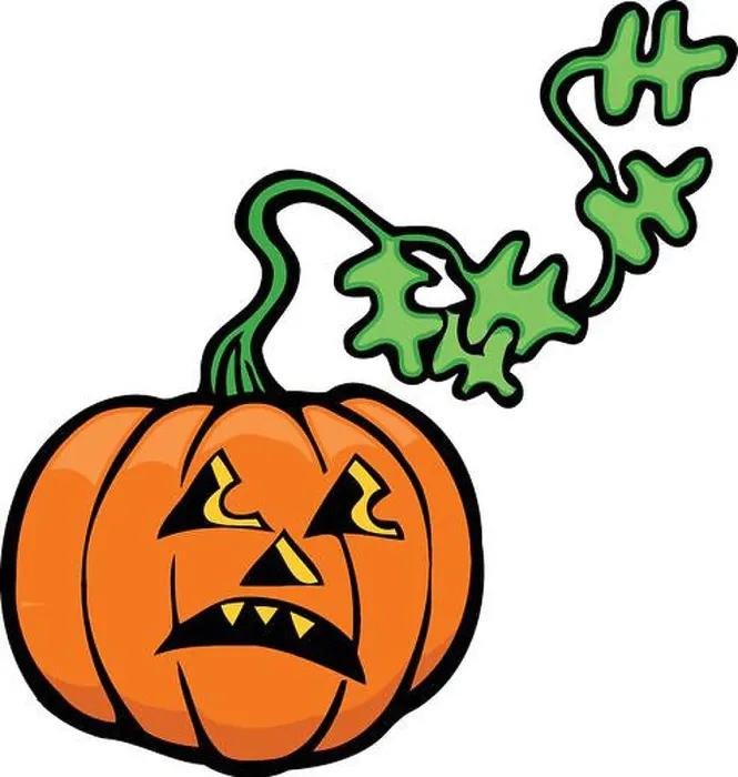 Framed Print : cartoon jack o lantern with long leafy stem Framed Print : cartoon jack o lantern with long leafy stem