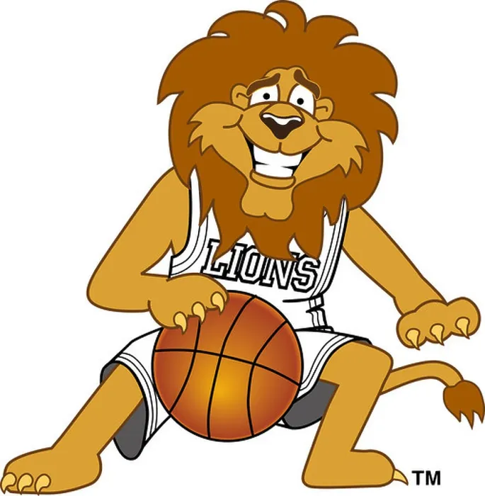 Framed Print : Cartoon Lion Mascot Playing Basketball Framed Print : Cartoon Lion Mascot Playing Basketball