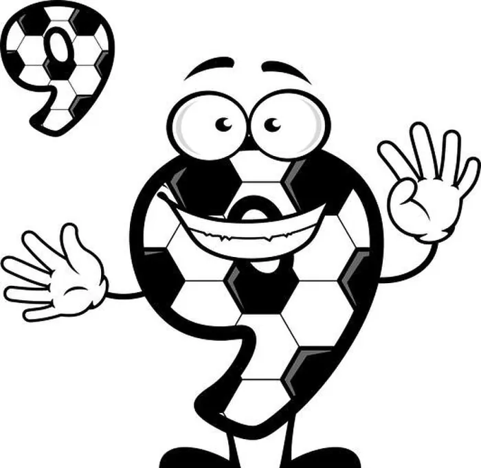Framed Print : Cartoon number 9 with soccer pattern for sports design Framed Print : Cartoon number 9 with soccer pattern for sports design